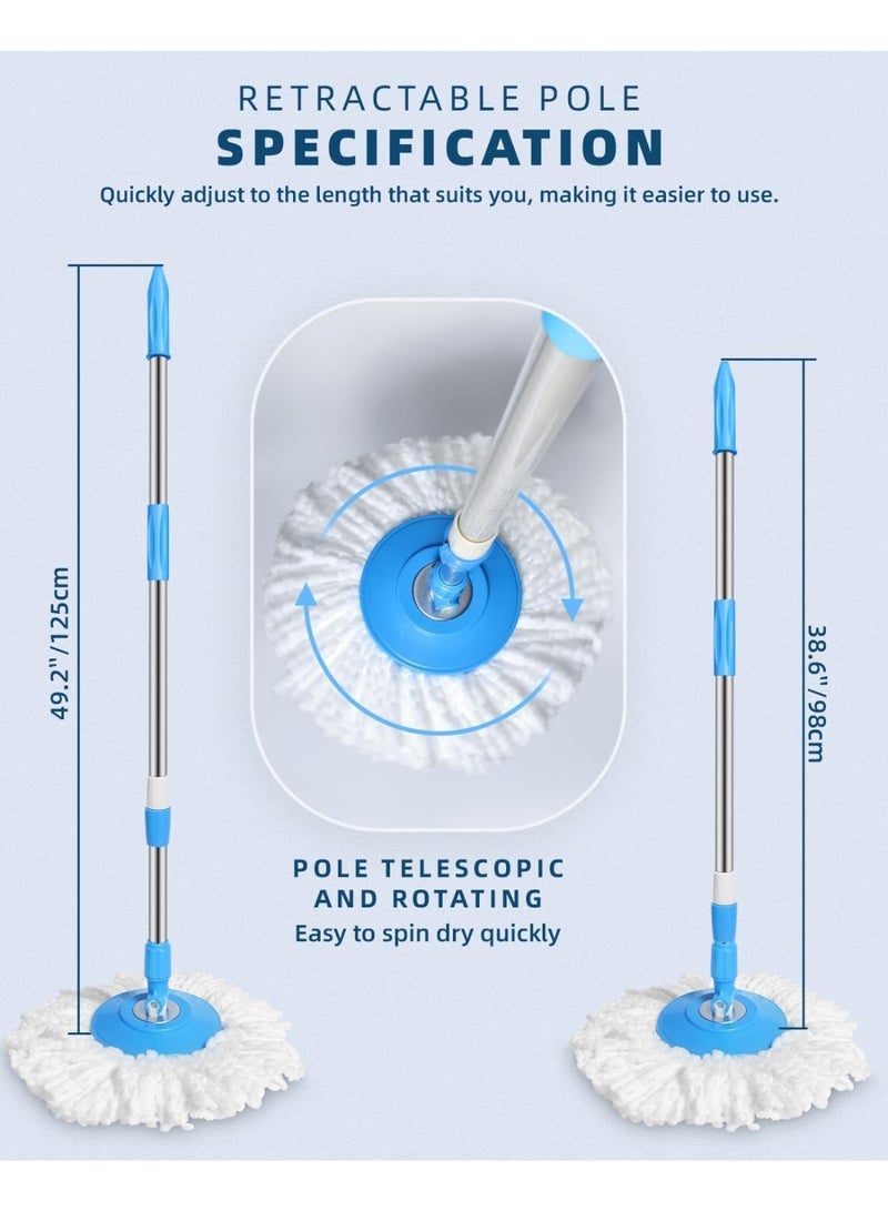 Rotating Spin Mop for Home Use – Microfiber Mop Head with Stainless Steel Adjustable Handle – Washable, Reusable, Flexible Base for Tight Corners, Furniture, Kitchens, Bathrooms & Living Rooms - Image 2